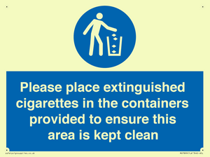 MS7899: Please place extinguished cigarettes in the containers provided to ensure this area is kept clean