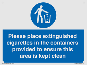 MS7899: Please place extinguished cigarettes in the containers provided to ensure this area is kept clean