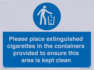 MS7899: Please place extinguished cigarettes in the containers provided to ensure this area is kept clean