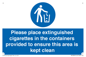 MS7899: Please place extinguished cigarettes in the containers provided to ensure this area is kept clean
