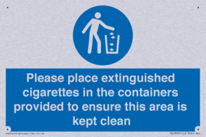MS7899: Please place extinguished cigarettes in the containers provided to ensure this area is kept clean
