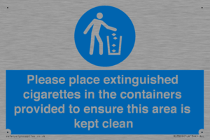 MS7899: Please place extinguished cigarettes in the containers provided to ensure this area is kept clean