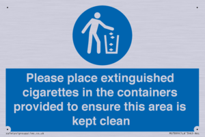 MS7899: Please place extinguished cigarettes in the containers provided to ensure this area is kept clean