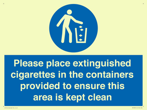 MS7899: Please place extinguished cigarettes in the containers provided to ensure this area is kept clean