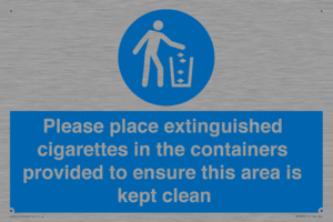 MS7899: Please place extinguished cigarettes in the containers provided to ensure this area is kept clean