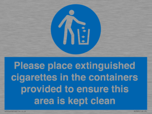 MS7899: Please place extinguished cigarettes in the containers provided to ensure this area is kept clean