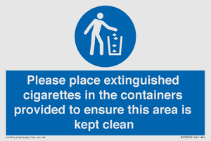 MS7899: Please place extinguished cigarettes in the containers provided to ensure this area is kept clean