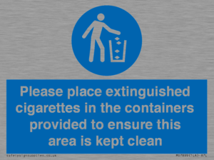 MS7899: Please place extinguished cigarettes in the containers provided to ensure this area is kept clean