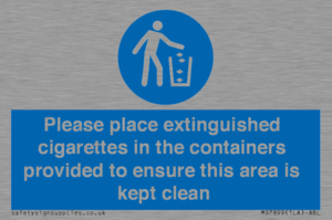 MS7899: Please place extinguished cigarettes in the containers provided to ensure this area is kept clean