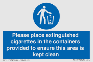 MS7899: Please place extinguished cigarettes in the containers provided to ensure this area is kept clean