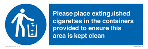 MS7899: Please place extinguished cigarettes in the containers provided to ensure this area is kept clean