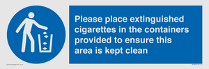MS7899: Please place extinguished cigarettes in the containers provided to ensure this area is kept clean