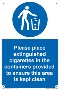 MS7899: Please place extinguished cigarettes in the containers provided to ensure this area is kept clean
