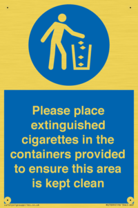 MS7899: Please place extinguished cigarettes in the containers provided to ensure this area is kept clean