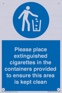 MS7899: Please place extinguished cigarettes in the containers provided to ensure this area is kept clean