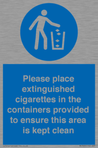 MS7899: Please place extinguished cigarettes in the containers provided to ensure this area is kept clean