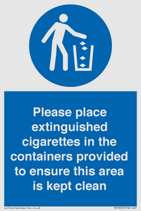 MS7899: Please place extinguished cigarettes in the containers provided to ensure this area is kept clean
