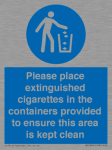 MS7899: Please place extinguished cigarettes in the containers provided to ensure this area is kept clean