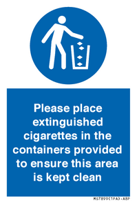 MS7899: Please place extinguished cigarettes in the containers provided to ensure this area is kept clean