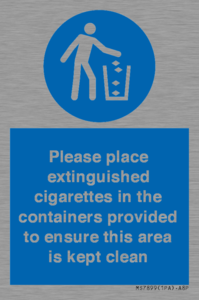 MS7899: Please place extinguished cigarettes in the containers provided to ensure this area is kept clean