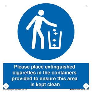 MS7899: Please place extinguished cigarettes in the containers provided to ensure this area is kept clean