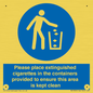 MS7899: Please place extinguished cigarettes in the containers provided to ensure this area is kept clean