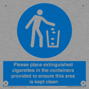 MS7899: Please place extinguished cigarettes in the containers provided to ensure this area is kept clean