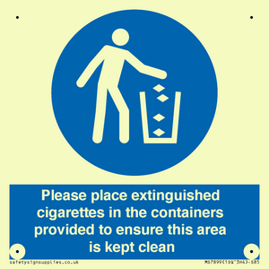 MS7899: Please place extinguished cigarettes in the containers provided to ensure this area is kept clean