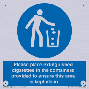 MS7899: Please place extinguished cigarettes in the containers provided to ensure this area is kept clean