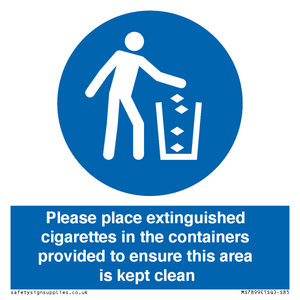 MS7899: Please place extinguished cigarettes in the containers provided to ensure this area is kept clean