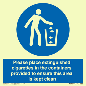 MS7899: Please place extinguished cigarettes in the containers provided to ensure this area is kept clean