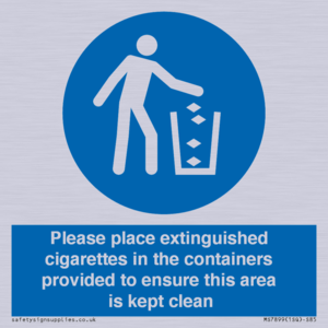 MS7899: Please place extinguished cigarettes in the containers provided to ensure this area is kept clean