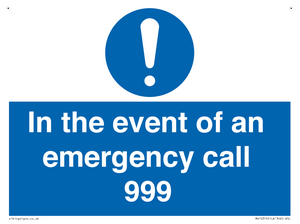 MV10319: In the event of an emergency call 999