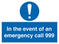 MV10319: In the event of an emergency call 999