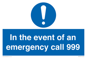 MV10319: In the event of an emergency call 999