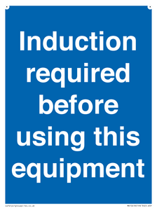 MV10418: Induction required before using this equipment