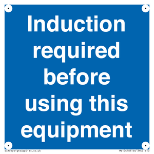 MV10418: Induction required before using this equipment