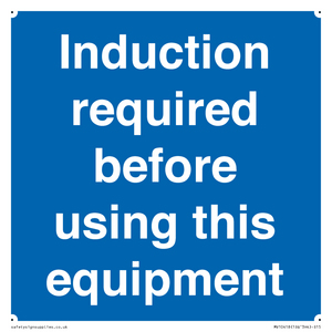 MV10418: Induction required before using this equipment