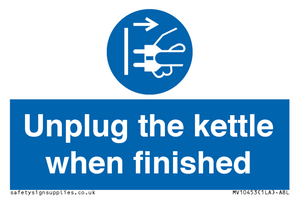 MV10453: Unplug the kettle when finished