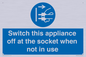 MV10455: Switch this appliance off at the socket when not in use