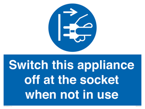 MV10455: Switch this appliance off at the socket when not in use