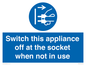 MV10455: Switch this appliance off at the socket when not in use