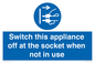 MV10455: Switch this appliance off at the socket when not in use