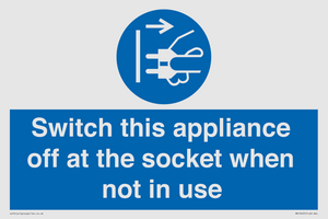 MV10455: Switch this appliance off at the socket when not in use