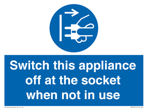MV10455: Switch this appliance off at the socket when not in use