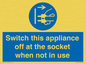 MV10455: Switch this appliance off at the socket when not in use