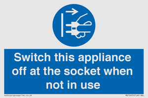 MV10455: Switch this appliance off at the socket when not in use