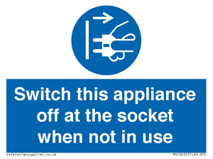 MV10455: Switch this appliance off at the socket when not in use