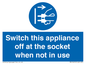 MV10455: Switch this appliance off at the socket when not in use
