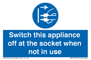 MV10455: Switch this appliance off at the socket when not in use